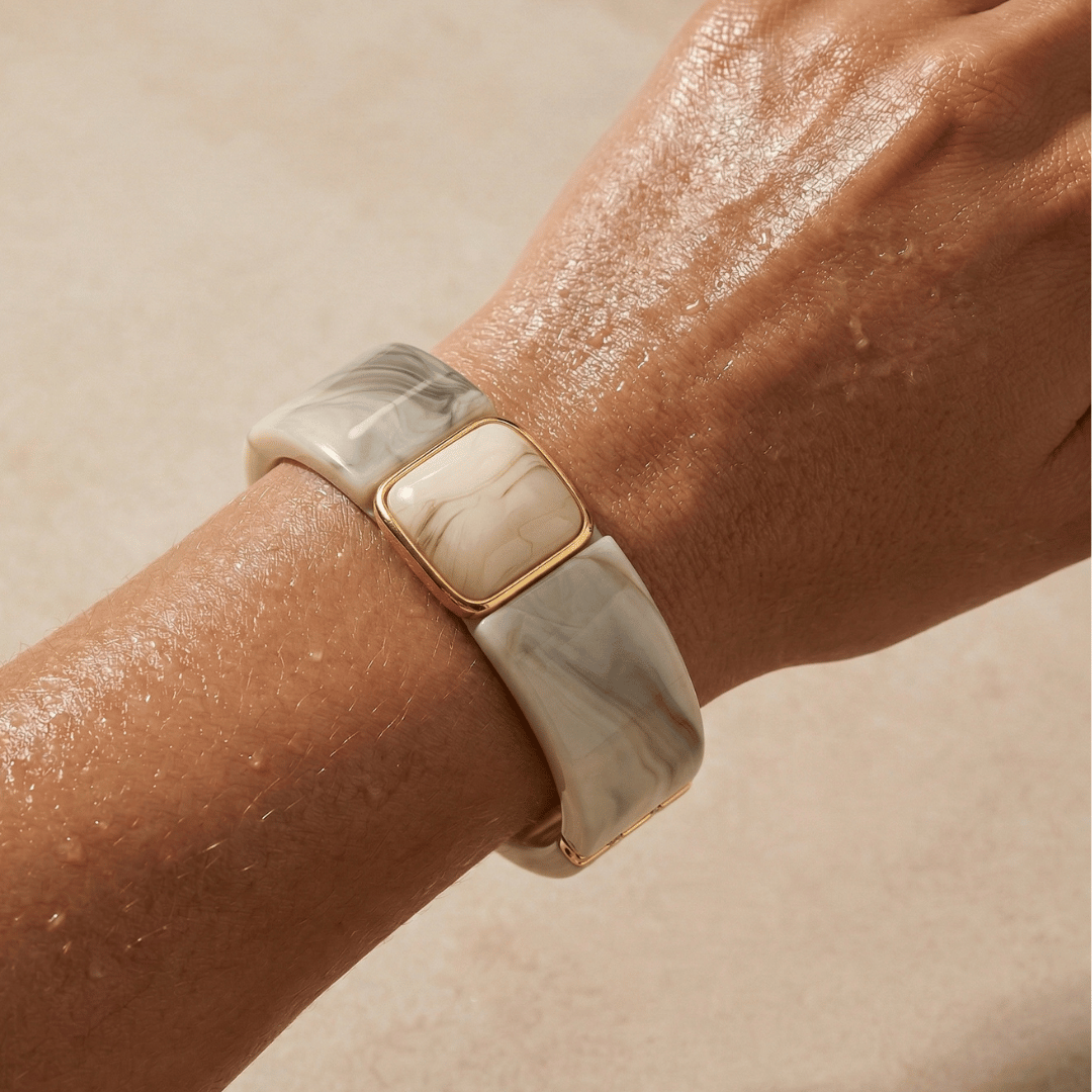 Women's Lucite Bangle Bracelet with Stone Detailing