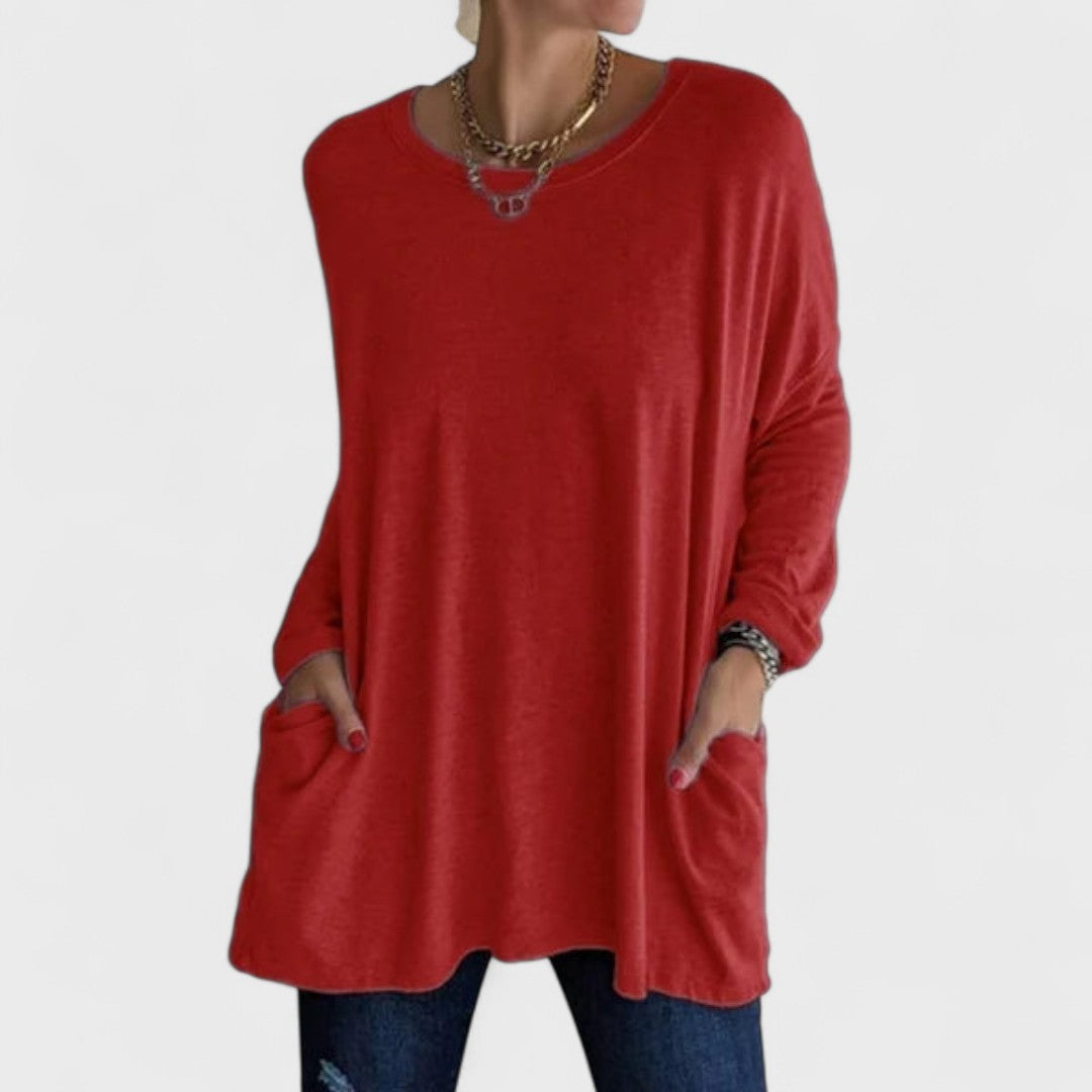 Women's Oversized V-Neck Tunic With Side Pockets