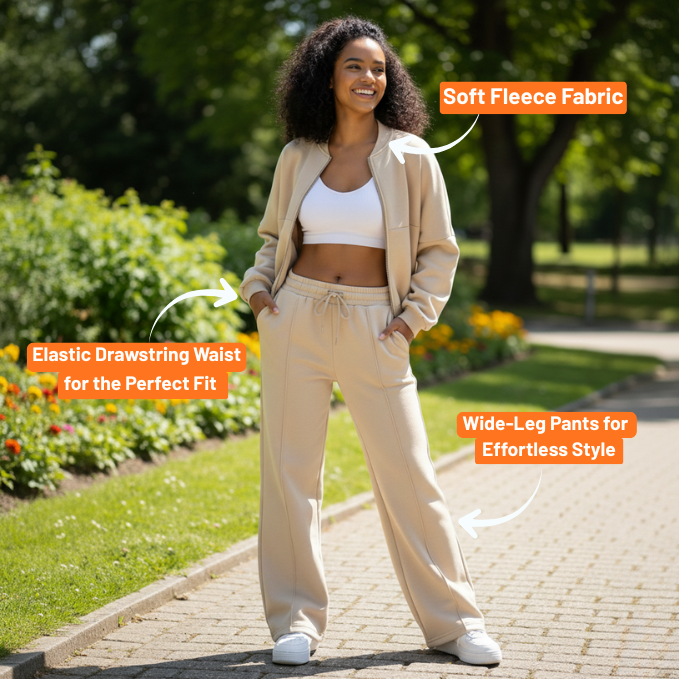 Ceylan® Oversized Zip Up Sweatsuit Set