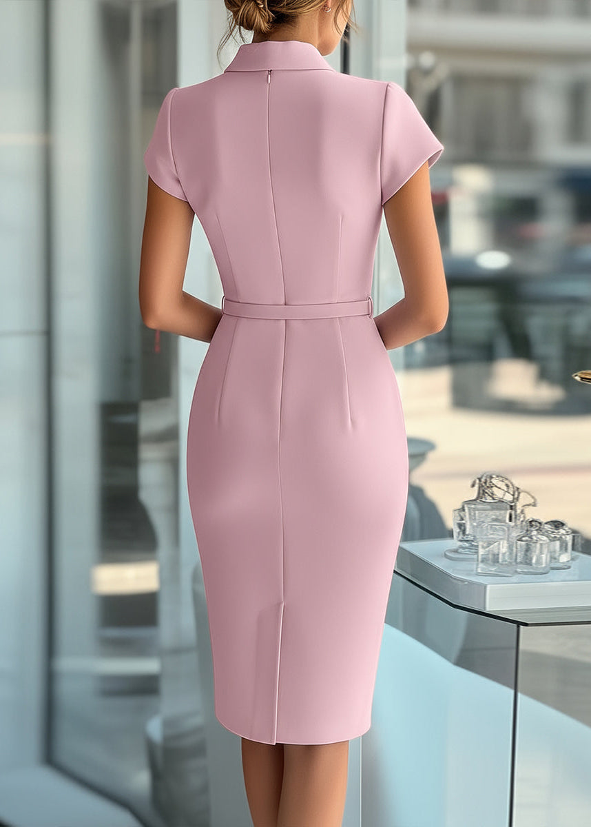 Ceylan Women’s Asymmetrical Midi Dress with Slim Coordinating Belt