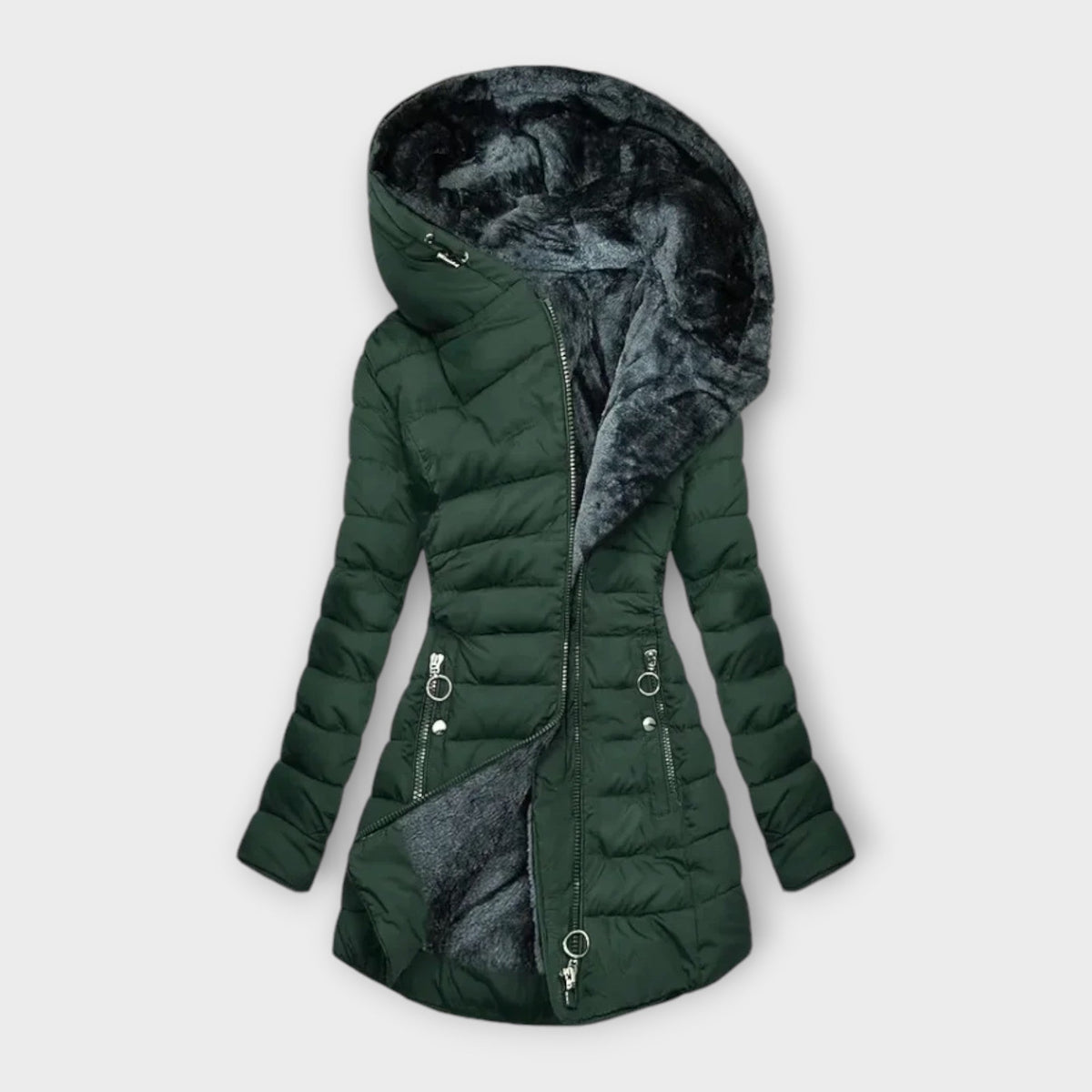 Women's Long Padded Puffer Coat With Oversized Hood