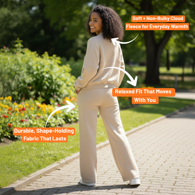 Ceylan® Oversized Zip Up Sweatsuit Set