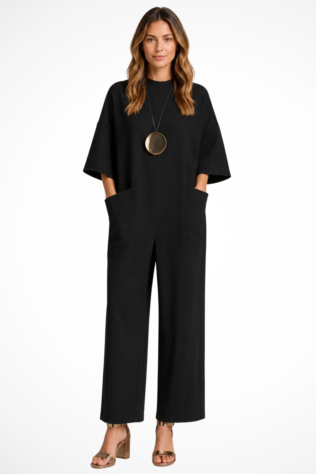 Women's Oversized Short Sleeve Wide Leg Wedding Guest Jumpsuit