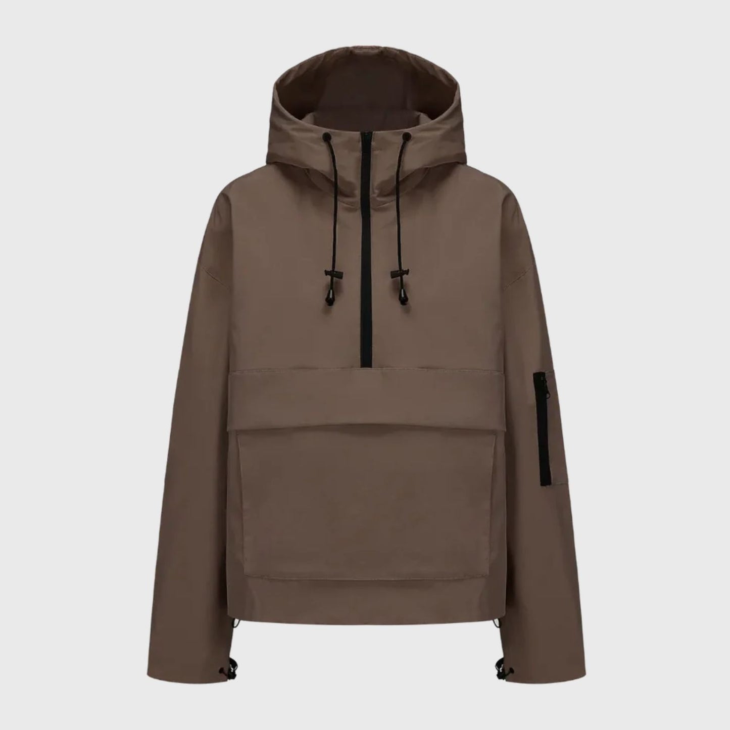Women’s Oversized Half-Zip Anorak with Front Pouch Pocket