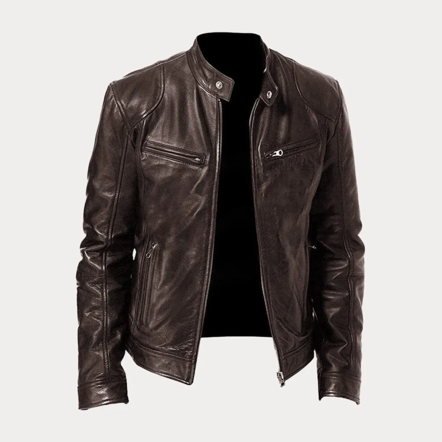 Men¡¯s Heritage Cafe Racer Slim Fit Real Leather Biker Jacket