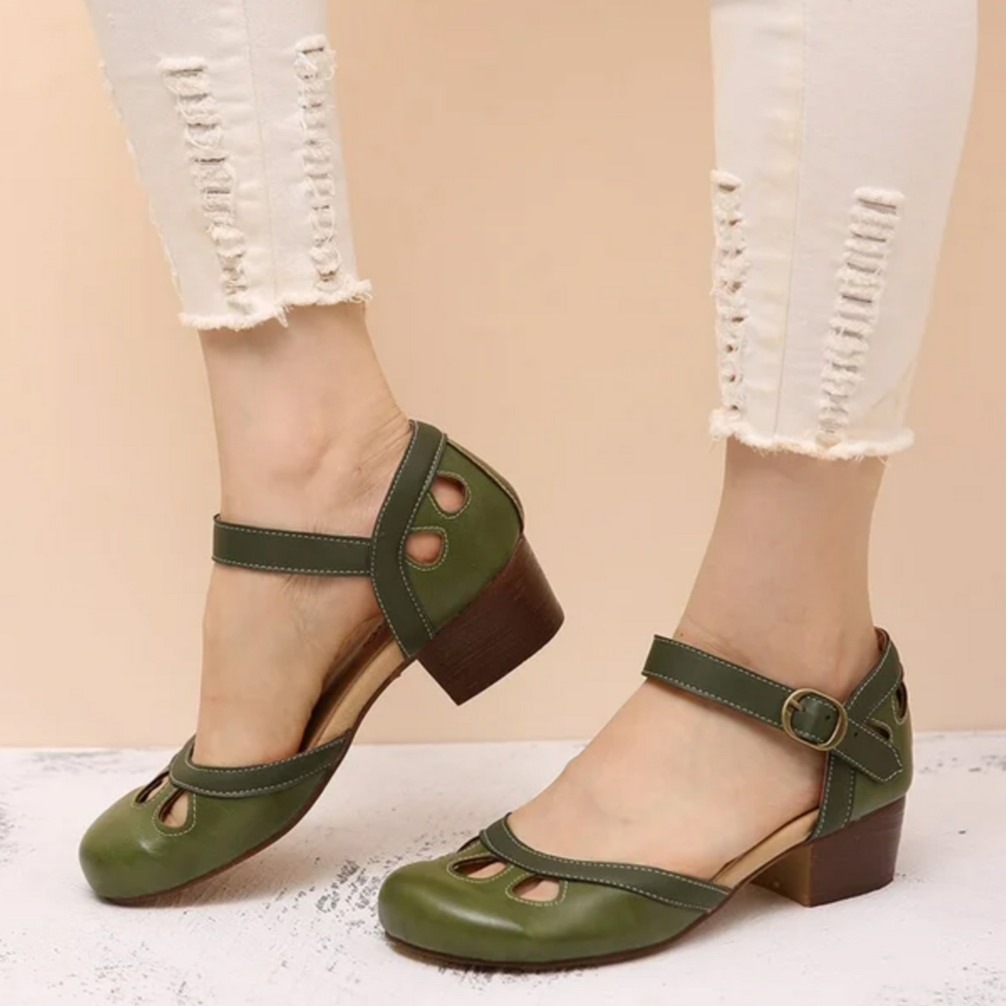 Women¡¯s Mary Jane Pumps Vintage Square Toe Block Heel