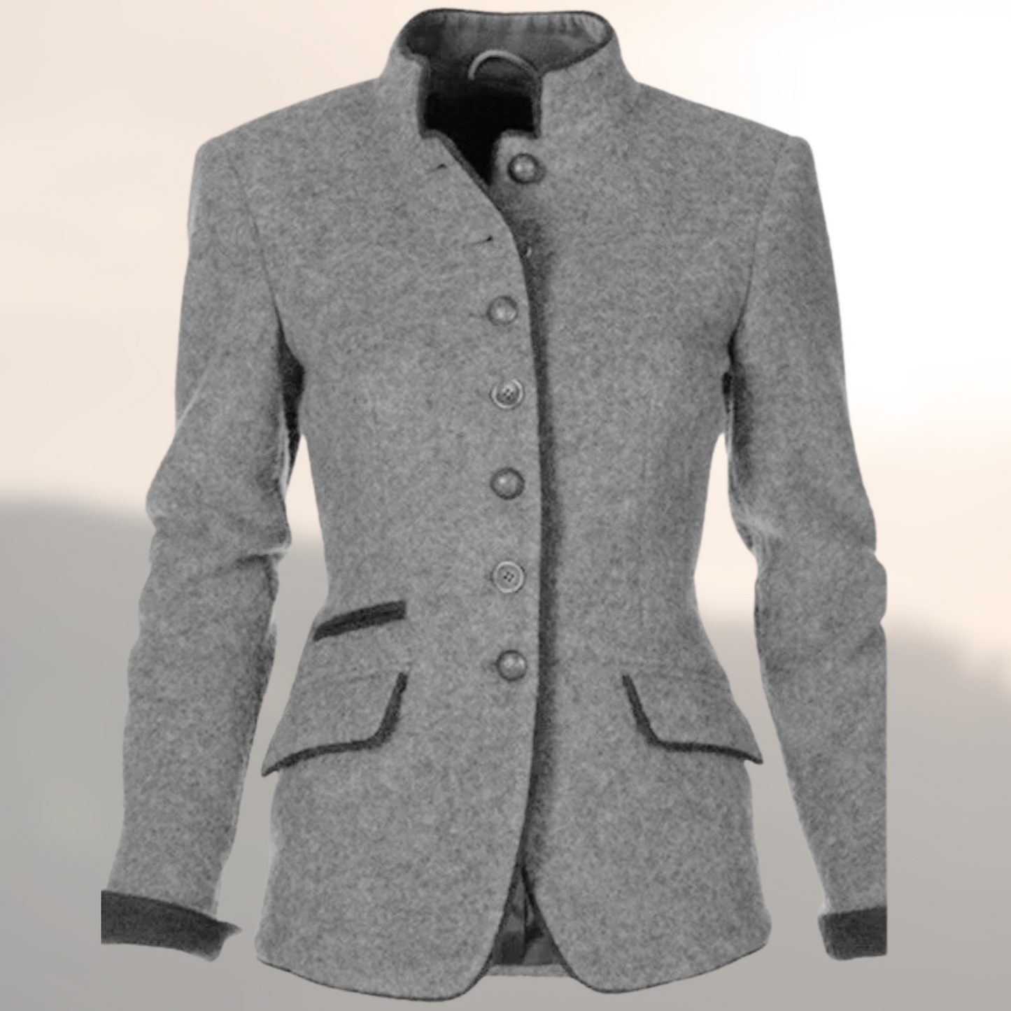 Women’s Blazer jackets Alternative with Stand Collar and Contrast Piping Trim
