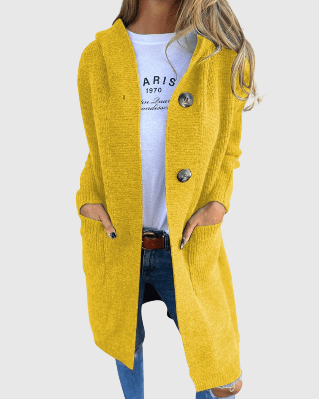 Ceylan Women’s Chunky Knit Longline Button Cardigan