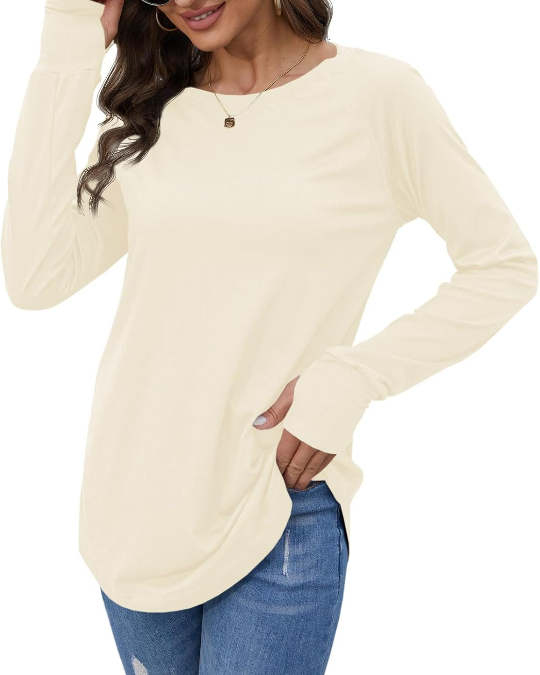 Ceylan Women’s Long Sleeve Tunic Top With Thumbhole Cuffs