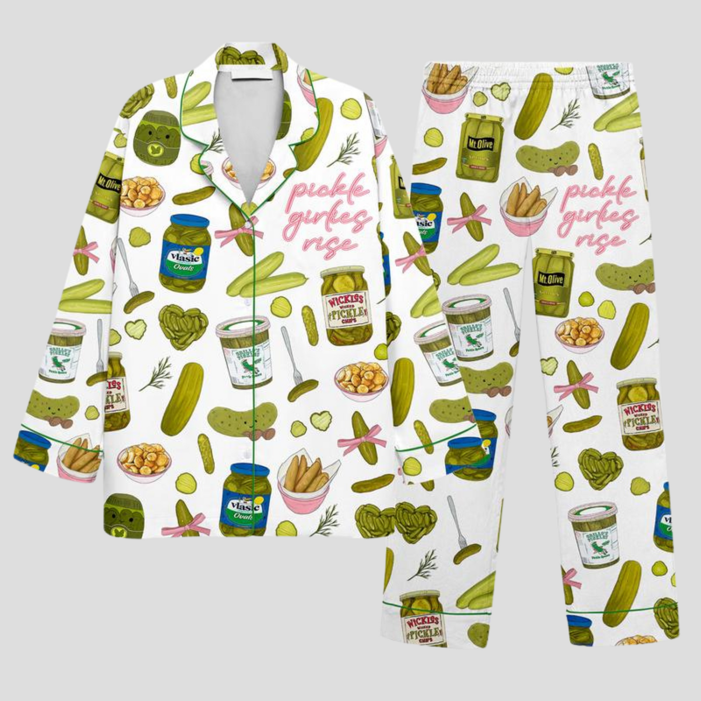 Ceylan Women’s Pajama Set with Fun Pickle Pattern Print