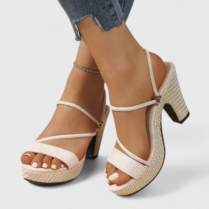 Women's Lace-Up Platform Heels Chunky Heel Open-Toe