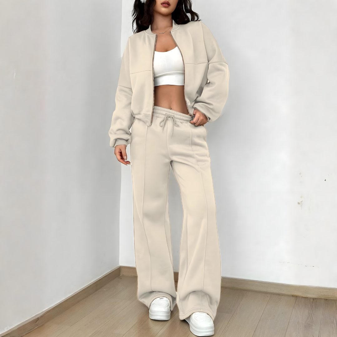 Ceylan® Oversized Zip Up Sweatsuit Set