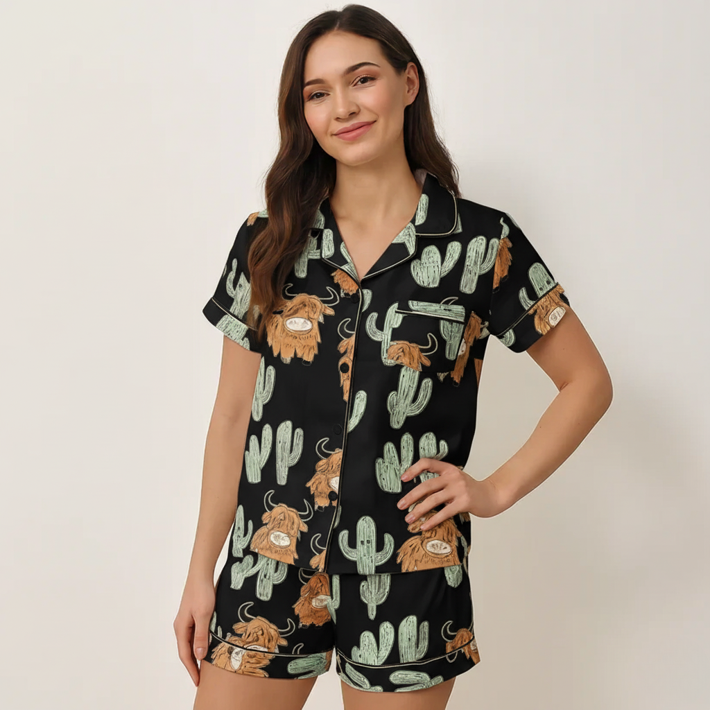 Ceylan® Highland Cow Cactus Women's Pajama Set