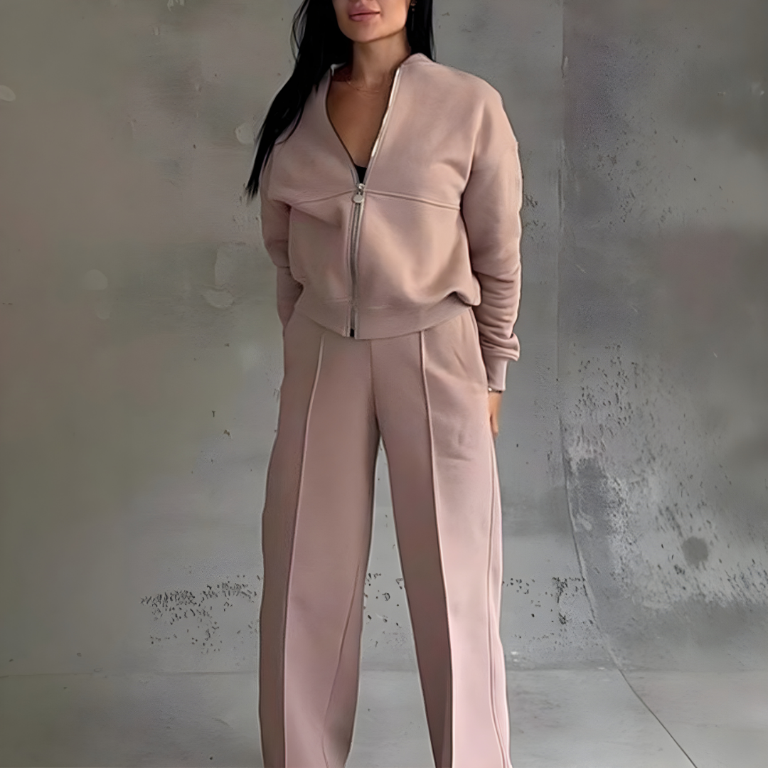 Ceylan® Oversized Zip Up Sweatsuit Set