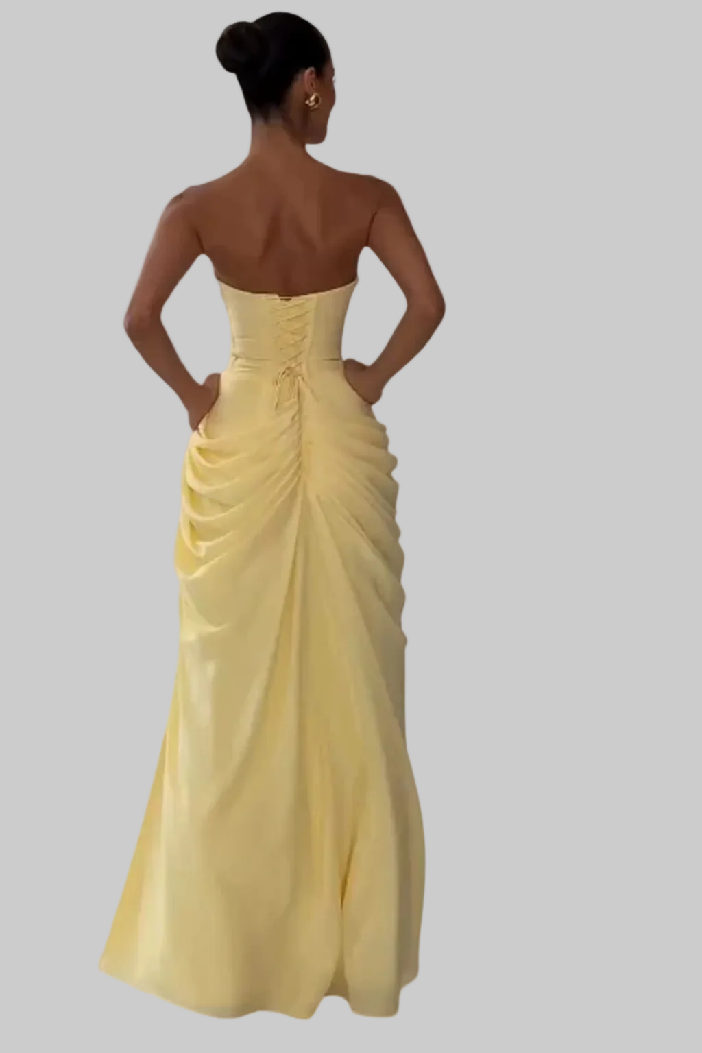 Women’s Maxi Dress with Strapless Sweetheart Neckline and Thigh-High Side Slit