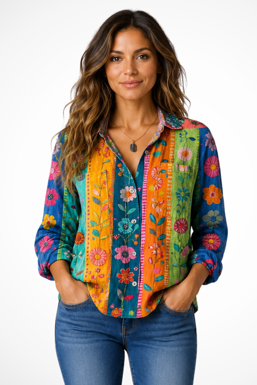 Matilda | Women Bandana Print Button Down Boho Blouse