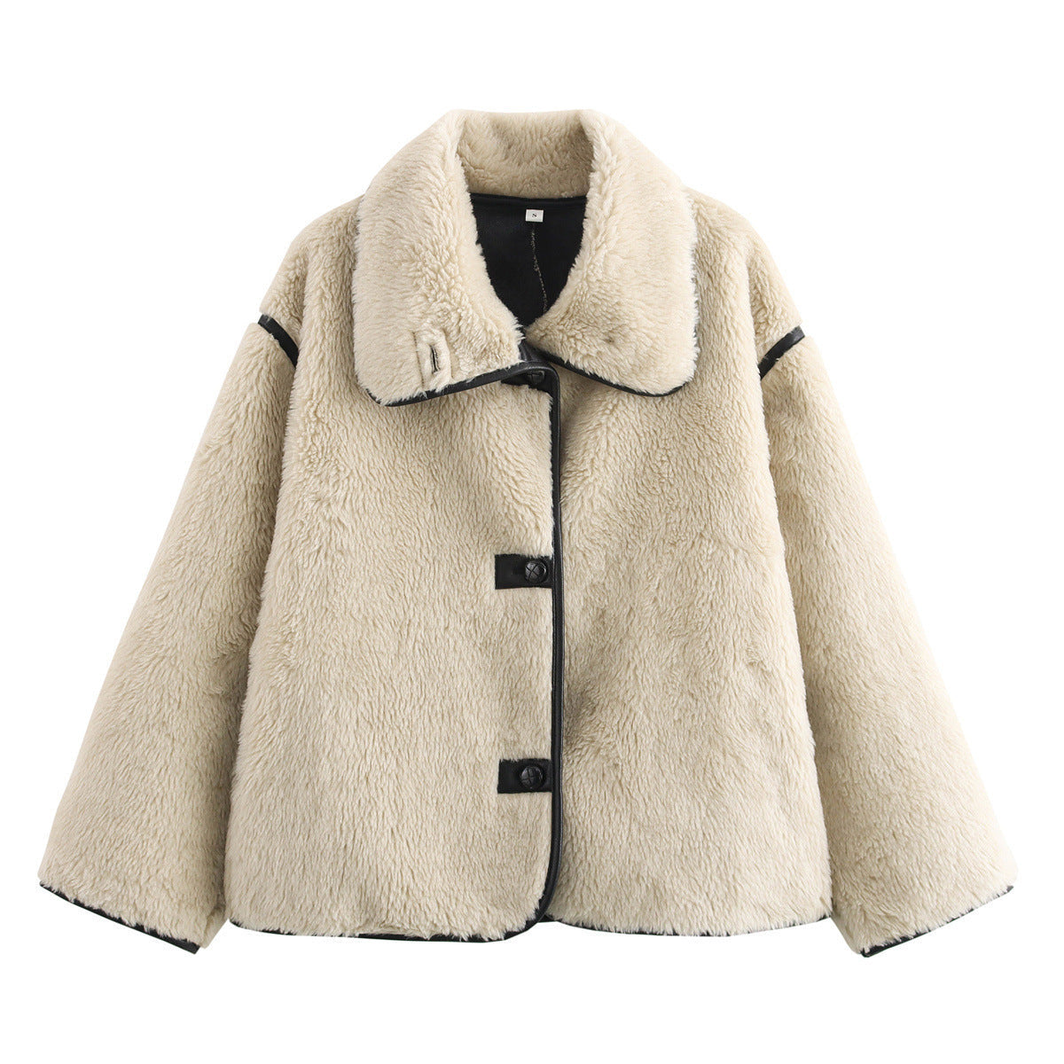 Women's Shawl Collar Teddy Jacket Button Front