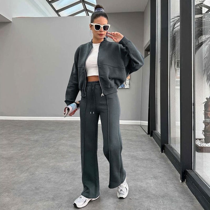 Ceylan® Oversized Zip Up Sweatsuit Set