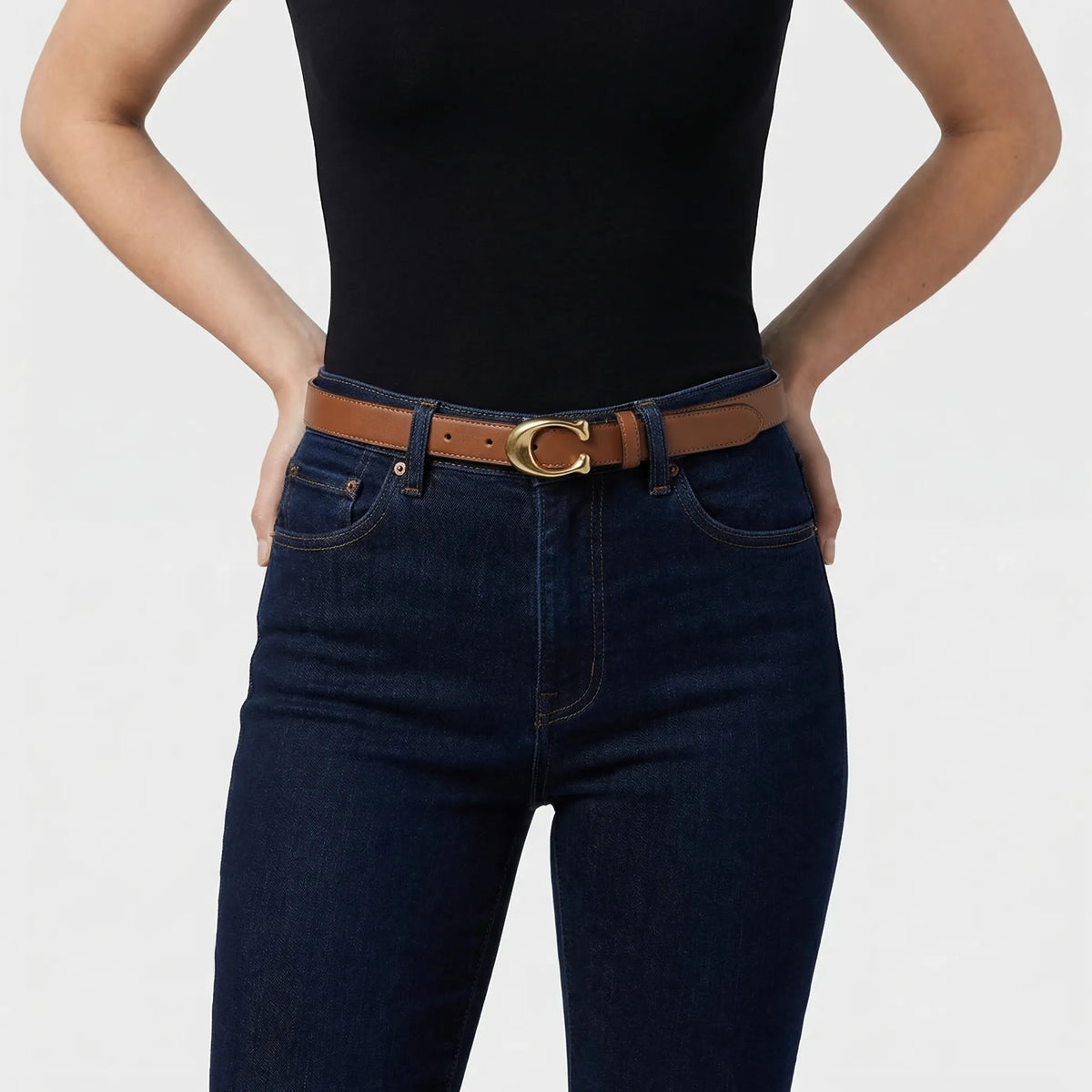 Women's Slim Reversible Belt with C-Buckle