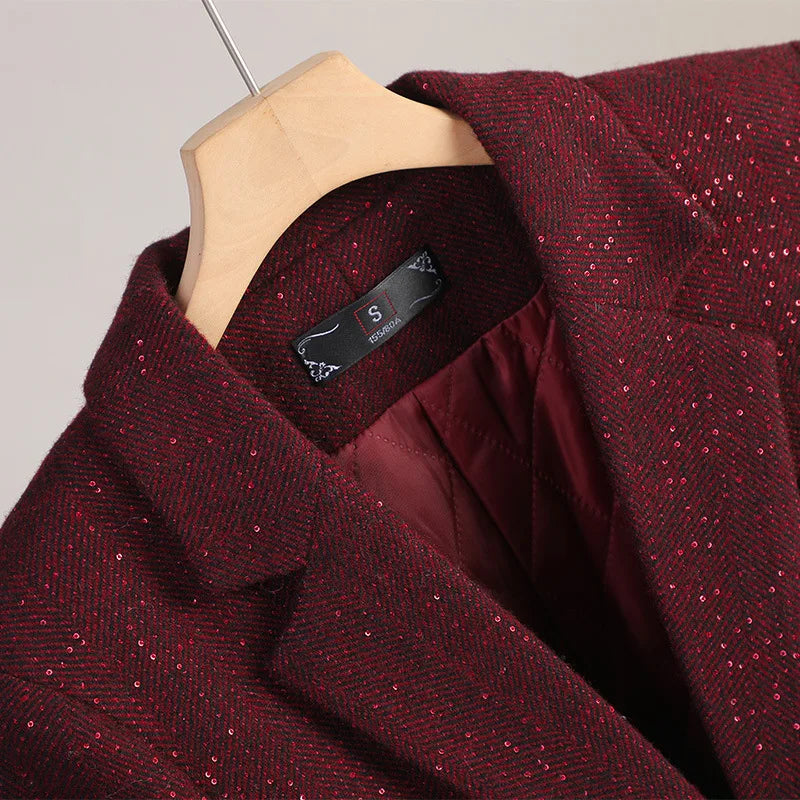 Women’s Blazer Jackets with Metallic Fleck Tweed and Notched Lapels