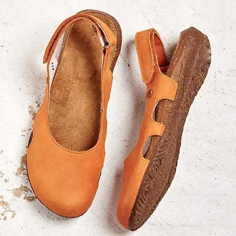 Women’s Sandals Closed Toe Slingback Cork Sole Walking Flats