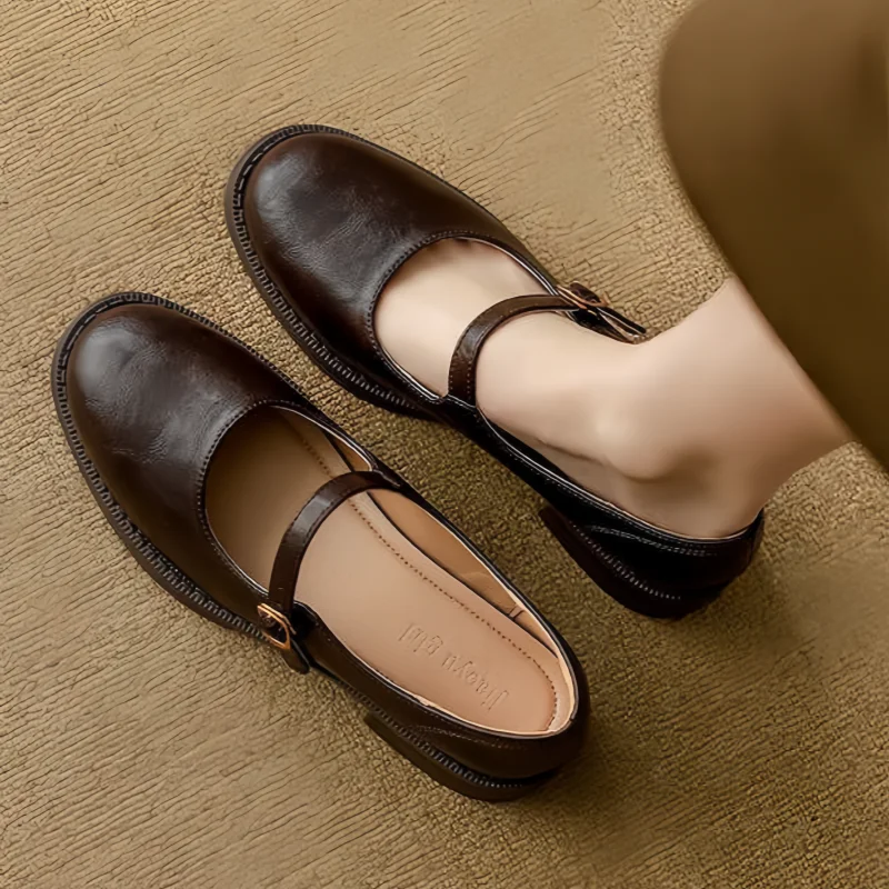 Women’s Mary Jane Shoes with Low Block Heel and Single Strap