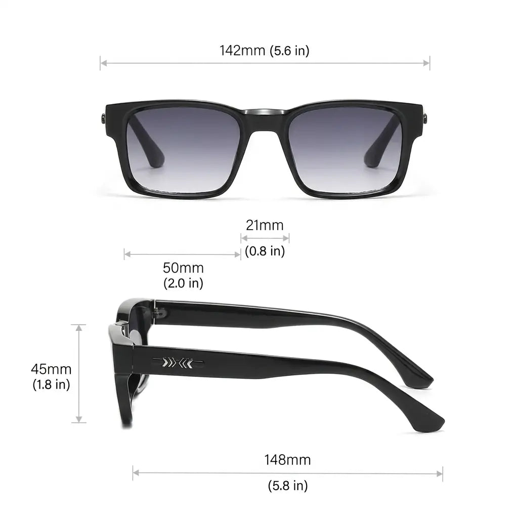 HERITAGE Sunglasses – Vintage Square Frame, UV400 Protection