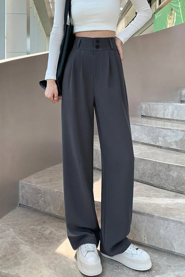 Ceylan Women's High Waist Wide Leg Trousers Pleated Fit