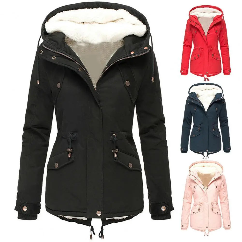 Women's Hooded Parka with Sherpa Lining for Winter