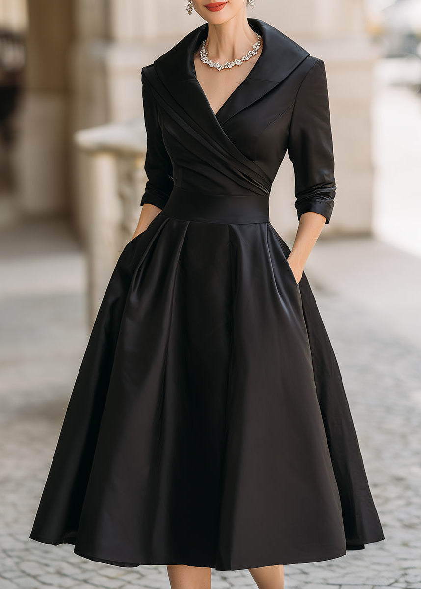 women's formal midi dresses Berylove Women Black Semi-Formal Dress Keyhole Pencil Dress with Short Sleeves Fitted bodice with relaxed skirt Silhouette Ceylan Women's Satin Midi Dress