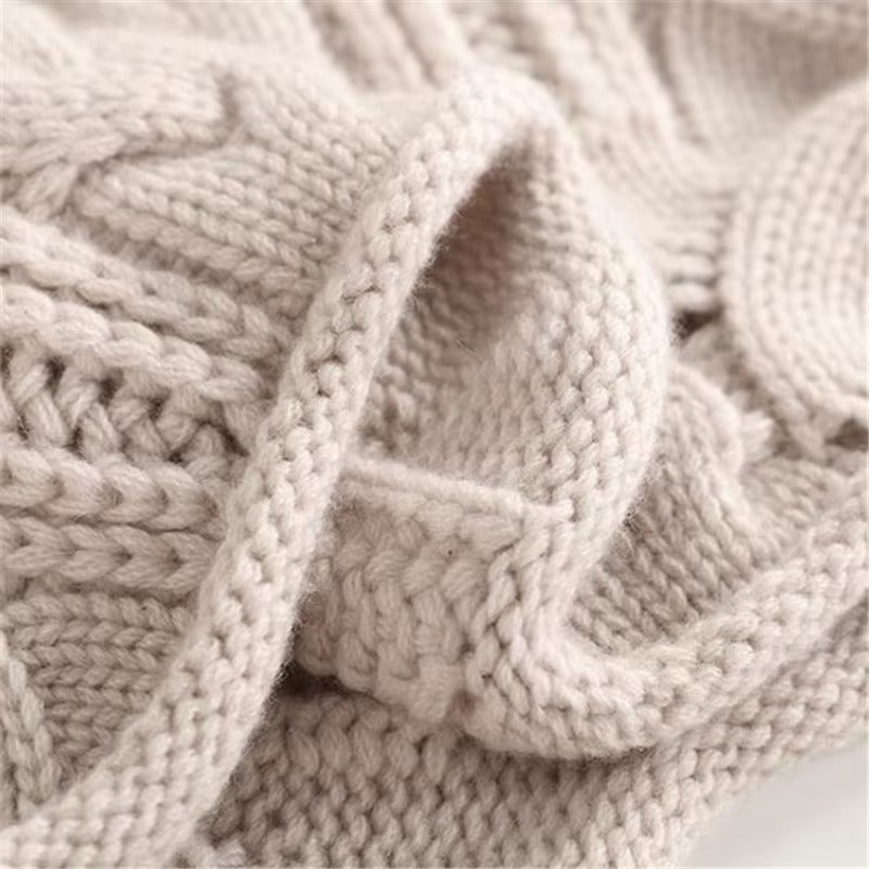 Women’s Cable Knit Turtleneck Sweater with Intricate Open-Work Texture Detail