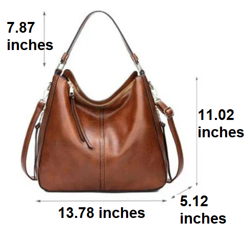 Women's Leather Shoulder Bag with Zip Details and Crossbody Strap