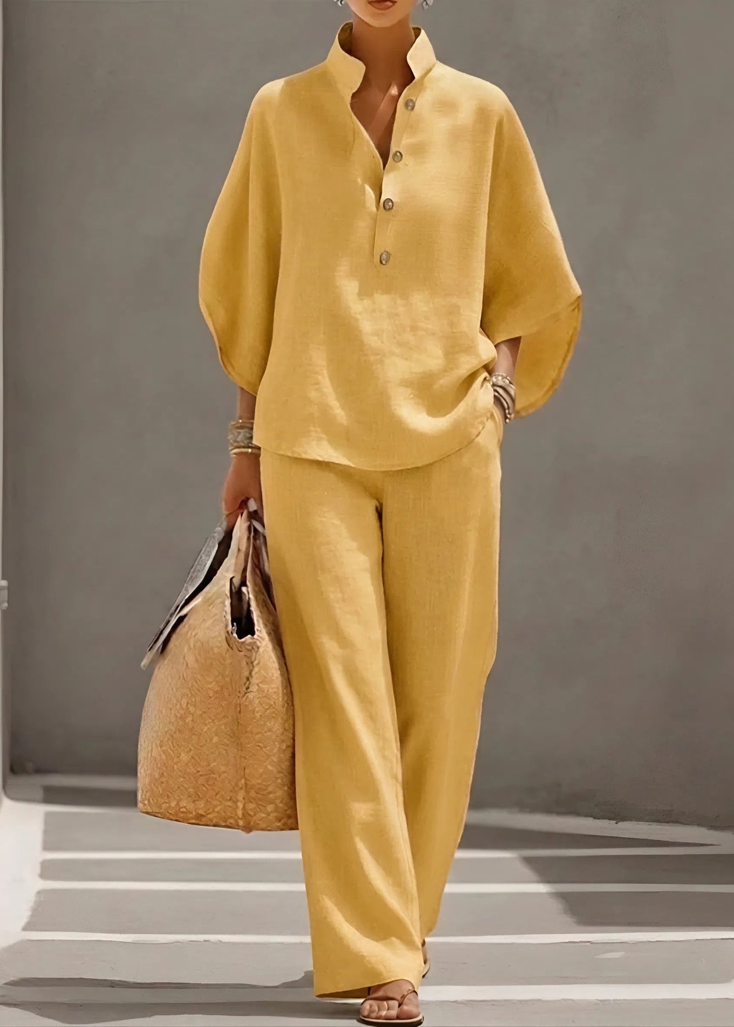 Women’s Co-Ord Set with Batwing Sleeve Top and Wide Leg Trousers