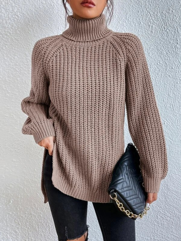 Women's Chunky Knit Turtleneck Jumper Relaxed Fit
