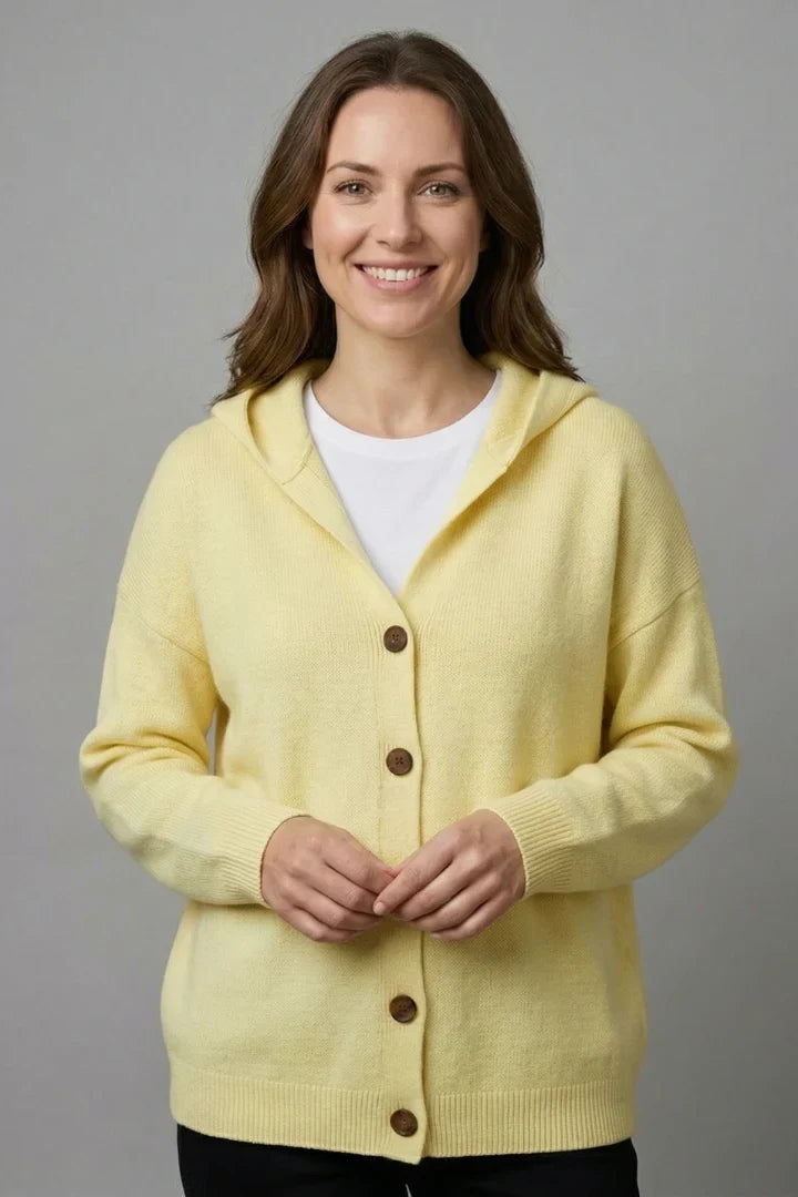 Women's Cardigan | Hooded Button Front Ribbed Knit Long Sleeve