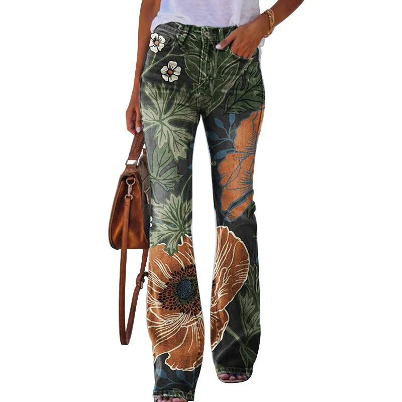 Women's Maternity Jeans | Flare Floral High Waist