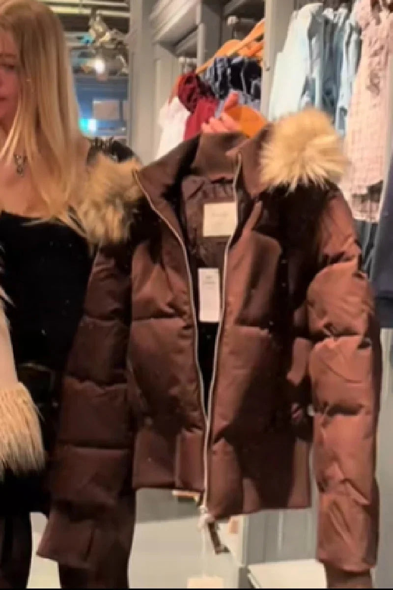 Women's Puffer Coat | Quilted Hooded Faux Fur Trim