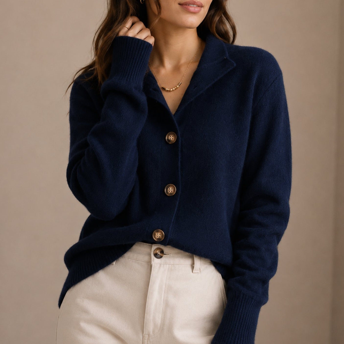 Isabella | Women's Collared Knit Button-Up Relaxed Cardigan