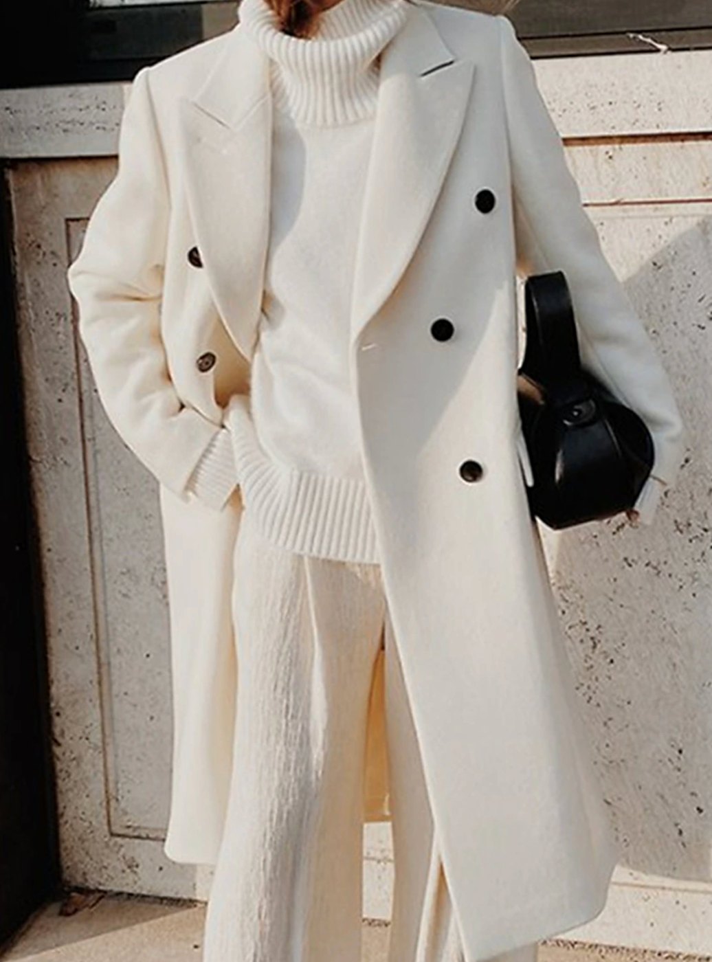 Madison | Women's Double-Breasted Longline Winter Coat Wide Lapels