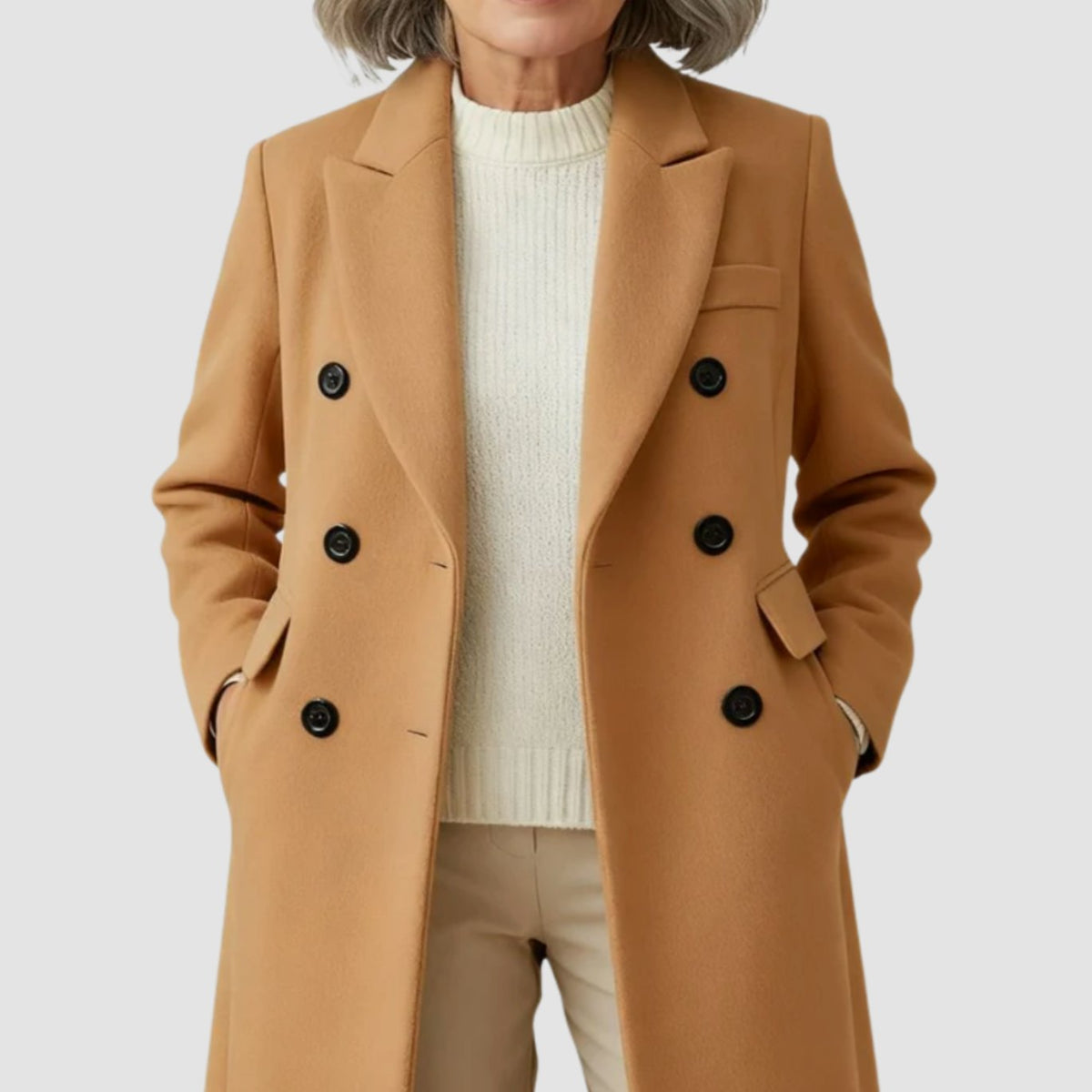 Scarlett | Women's Double-Breasted Wool Winter Coat Notch Lapel Long Tailored