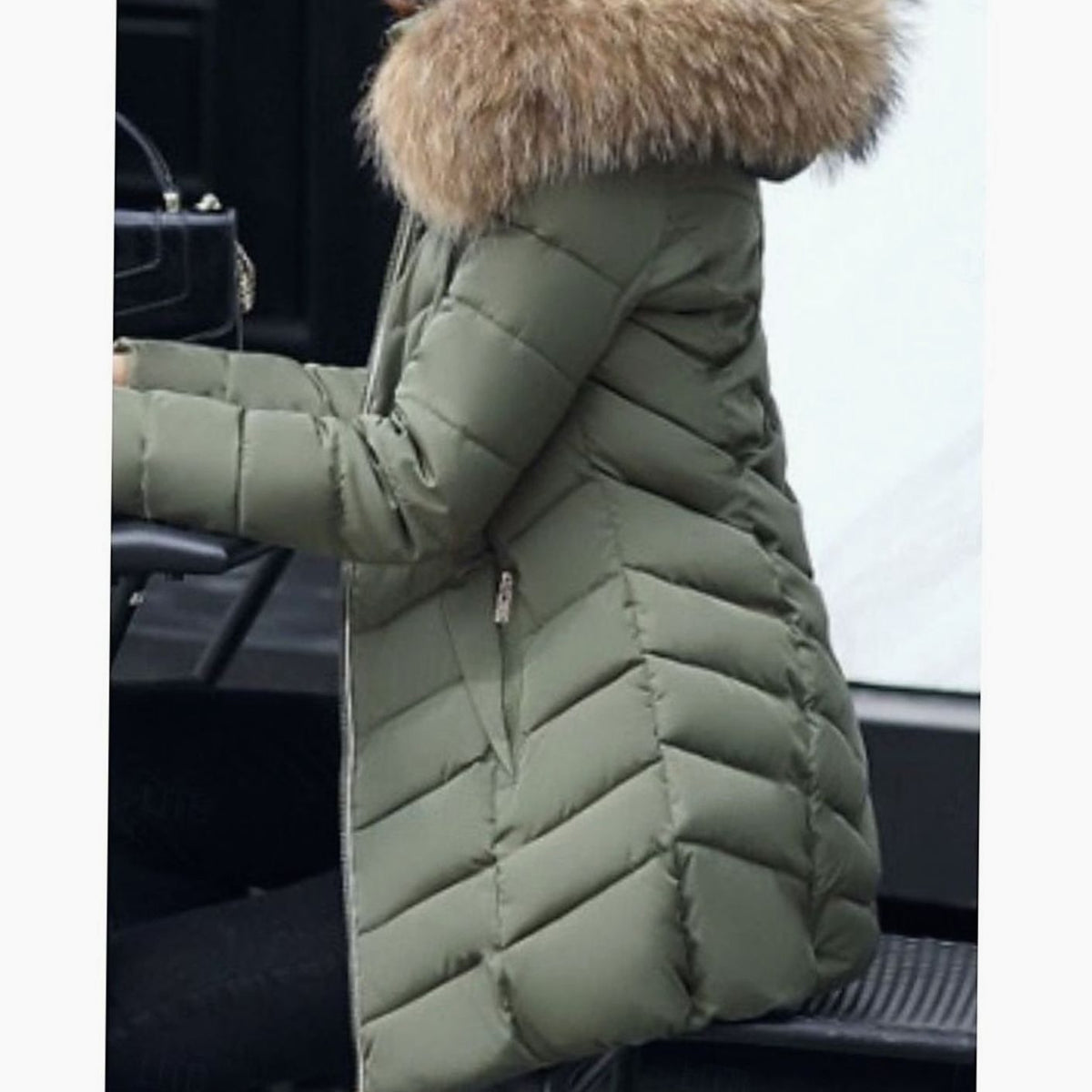 Luna | Women's Hooded Faux-Fur Trim Quilted Jacket Waist-Defining Puffer Coat