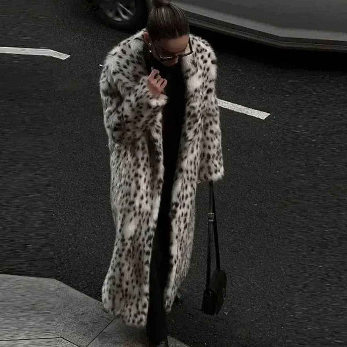 Luna | Women's Long Leopard Print Faux Fur Womens Winter Coat