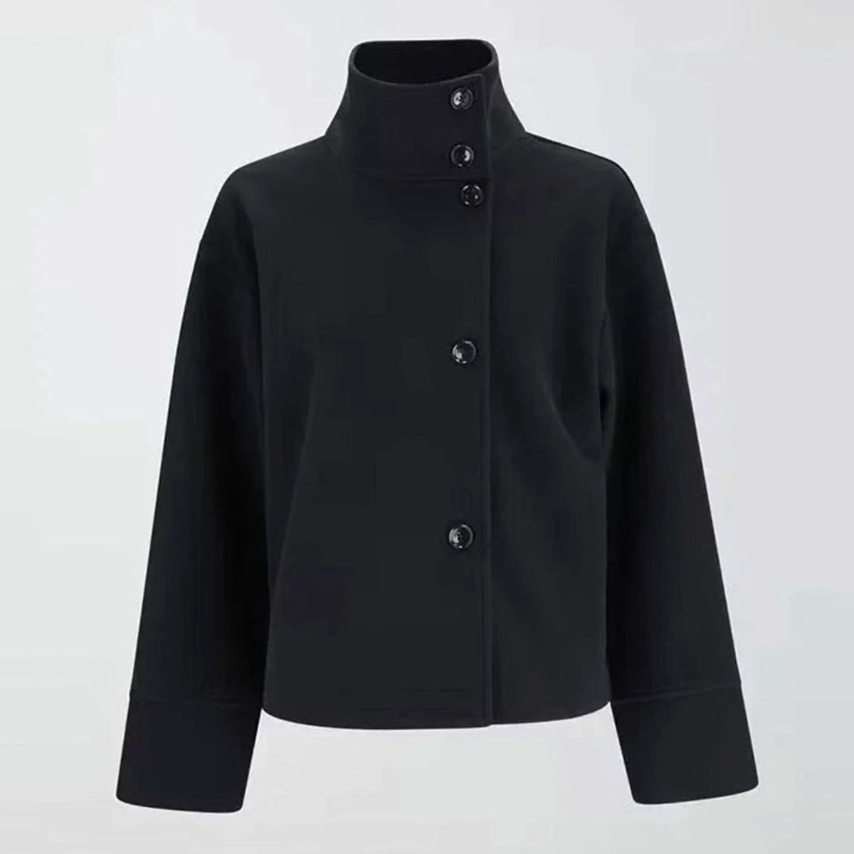 Emma | Women's Short Wool-Blend Button-Up High-Collar Winter Coat