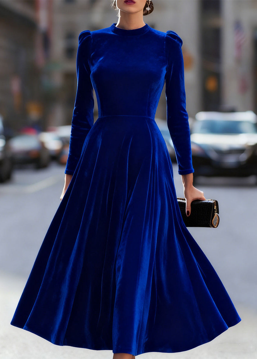 Ceylan Women’s Velvet Midi Dress with Elegant Pleated Skirt