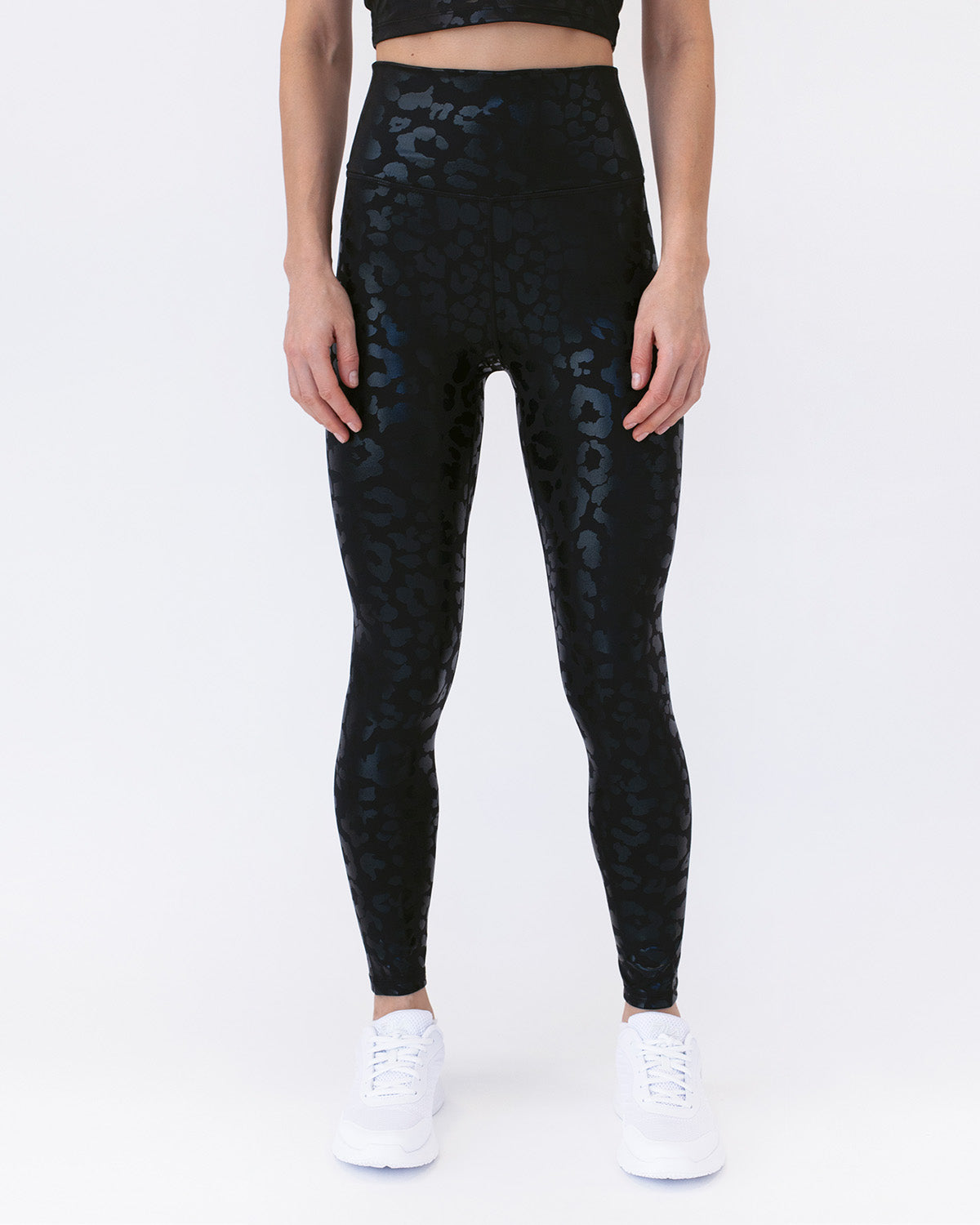 Women’s Metallic Leopard Print High Waisted Compression Leggings