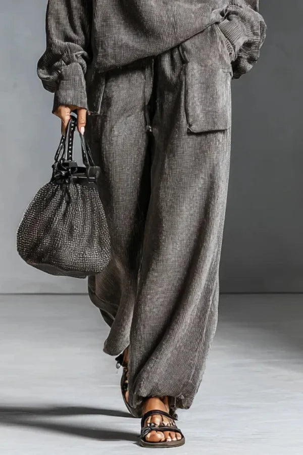 Women¡¯s Loungewear Set with Oversized Hooded Sweatshirt and Wide Leg Pocket Pants