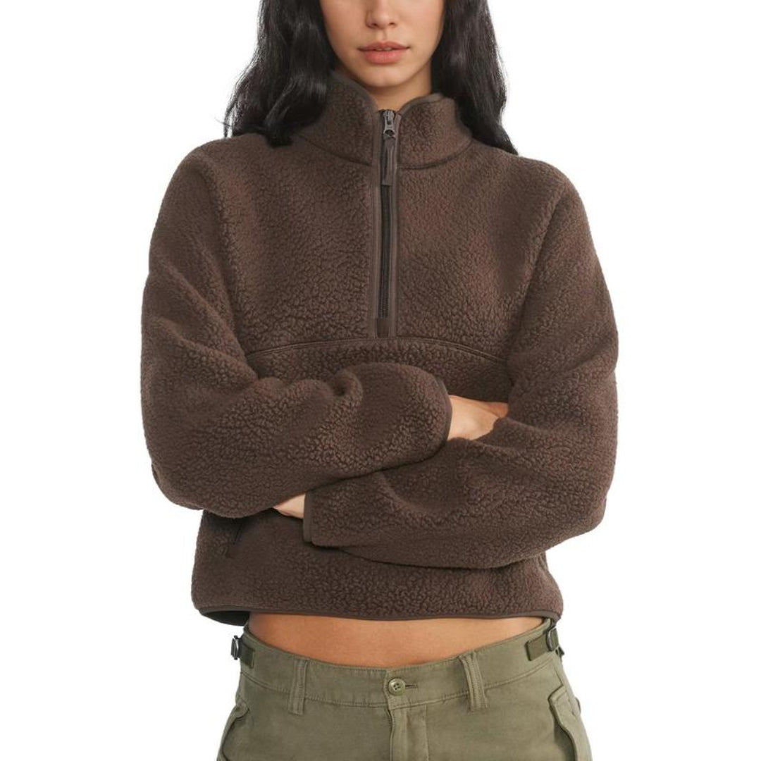 Ceylan Women's Half Zip Fleece Pullover High Pile Thermal Sweater
