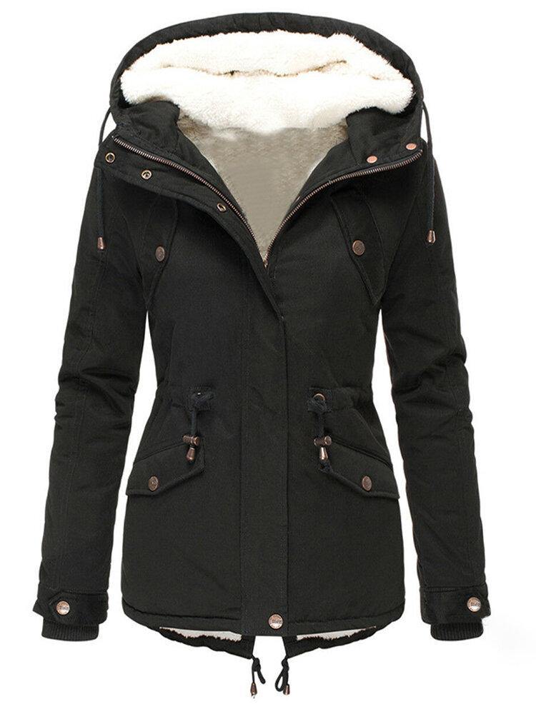 Women's Hooded Parka with Sherpa Lining for Winter