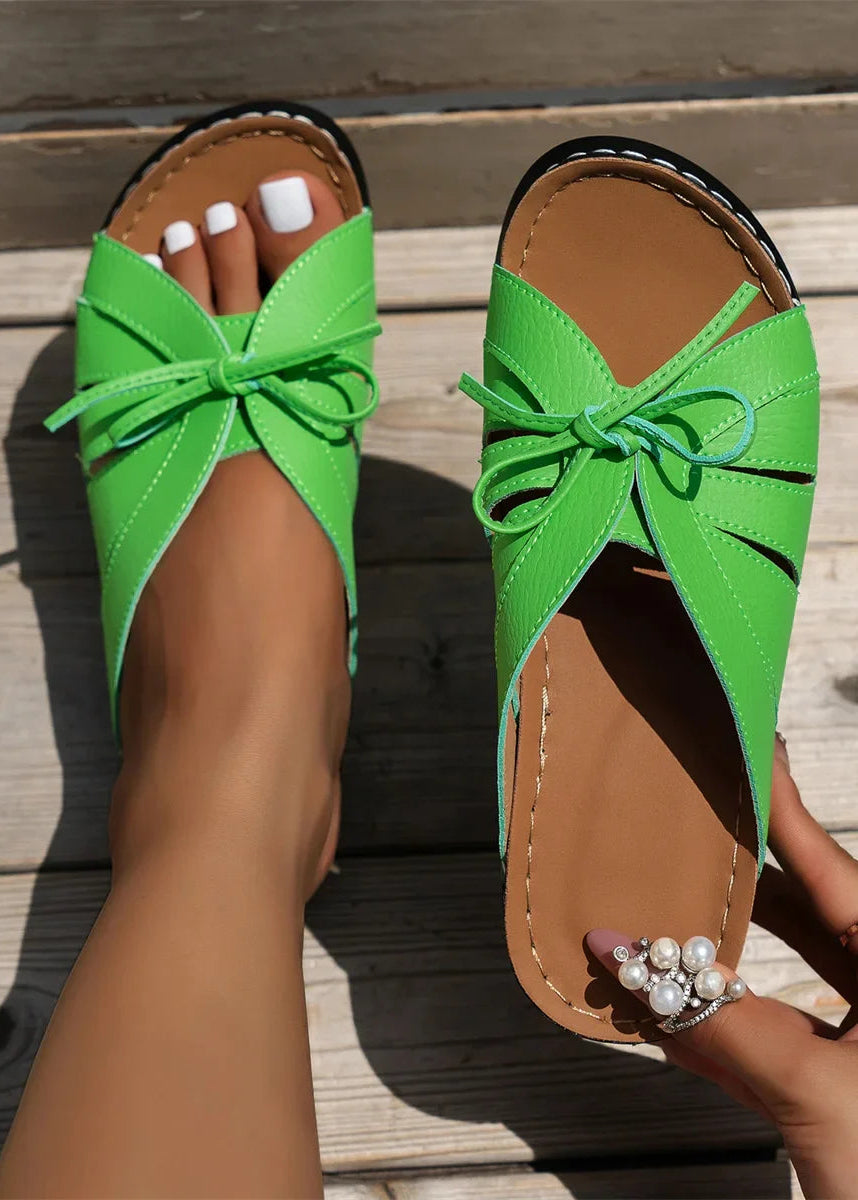 Women’s Wedge Sandals with Bowknot Detail and Open Toe Slide Design