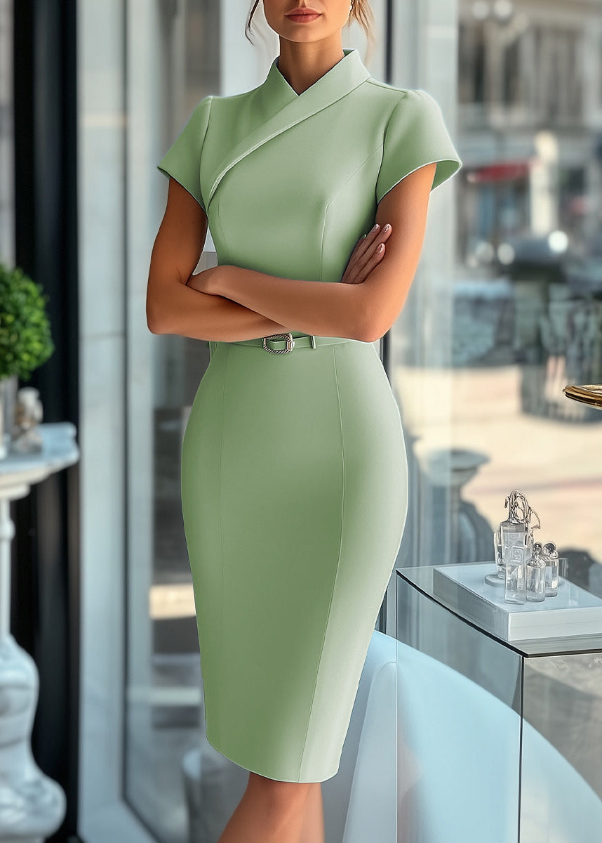 Ceylan Women¡¯s Asymmetrical Midi Dress with Slim Coordinating Belt